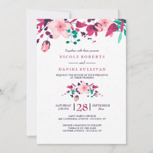 Pink Inspiration Floral Wedding Invitation
