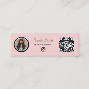 Pink Instagram QR   Social Media Follow Link Mini Business Card