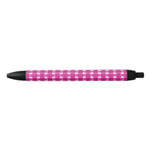 Pink interlocking on black ink pen