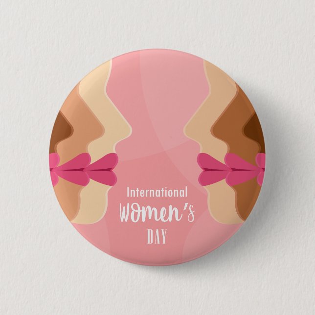 pink international womens day 2 inch round button (Front)