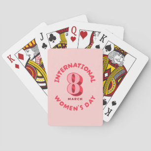 Pink International Women's Day 8th March Playing Cards