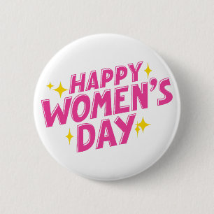 Pink International Women's Day Typography 2 Inch Round Button