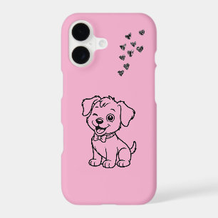 Pink iPhone 17 Case with Cute Puppy Design