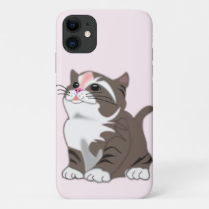 Pink iPhone Case with Baby Cat - Customizable