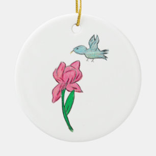 Pink Iris Ceramic Ornament
