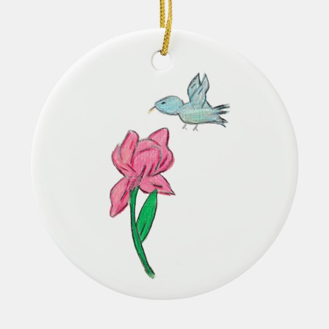 Pink Iris  Ceramic Ornament (Front)