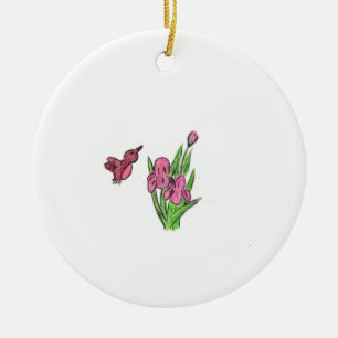 Pink Iris Ceramic Ornament