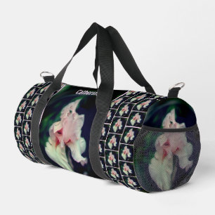 Pink Iris Flower Abstract Art Personalized Duffle Bag