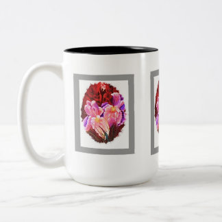 "Pink Iris Flower Mug" Two-Tone Coffee Mug
