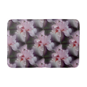 Pink Iris Flower Pattern Bath Mat