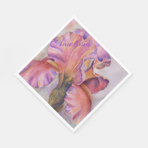 PINK IRIS HOUSEWARMING PARTY MONOGRAM NAPKIN