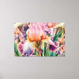*~* Pink IRIS Irises Vintage Floral TV2 Canvas Print