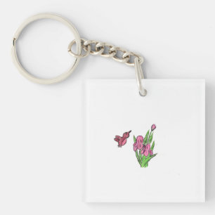 Pink Iris  Keychain