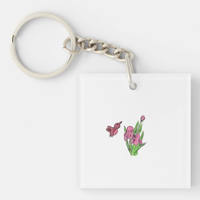 Pink Iris  Keychain (Front)