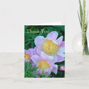 "PINK-ISH LAVENDER PEONIES WITH BIG YELLOW CENTERS CARD