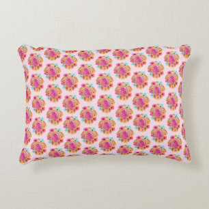 Pink Island Tropical Sea Turtles Floral Accent Pillow