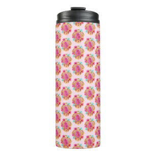 Pink Island Tropical Sea Turtles Floral Thermal Tumbler