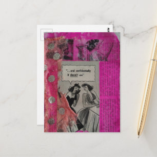 Pink it Doesn't Stink Mixed Media Collage Postcard