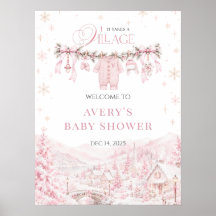 Pink It Takes a Village Christmas Baby Shower Girl