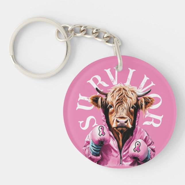 Pink it up this October! Survivor Keychain (Front)