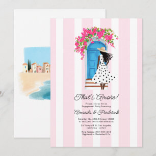 Pink Italian Coastal Romance Engagement Party Invitation