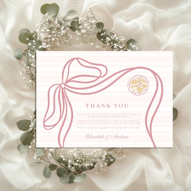 Pink Italian Food Sketch Wedding Thank You Card (Creator Uploaded)