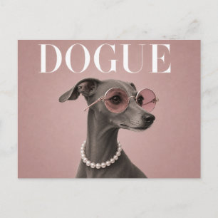 Pink Italian Greyhound Grey Dog Covergirl Postcard