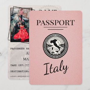 Pink Italy Passport Save The Date