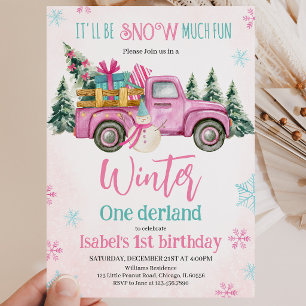 Pink It'll be Snow Much Fun Birthday Invitation
