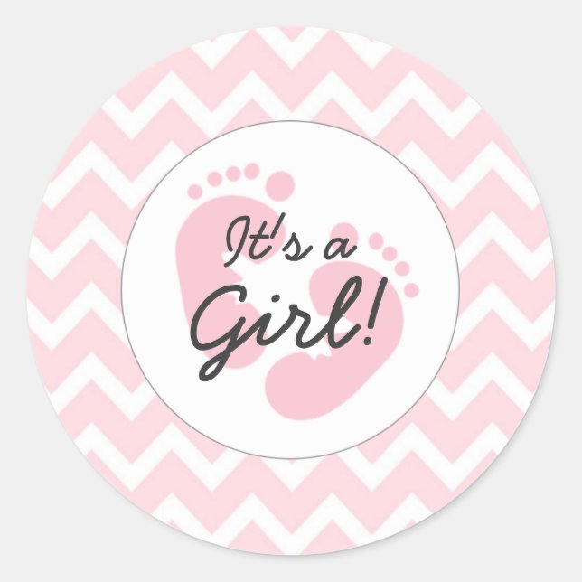 pink it's a girl baby shower envelope seals (Front)