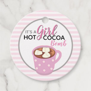 Pink Its a Girl Baby Shower   Hot Cocoa Bomb Favour Tags