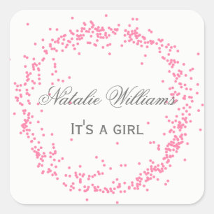 Pink It's a Girl Confetti - Square Sticker