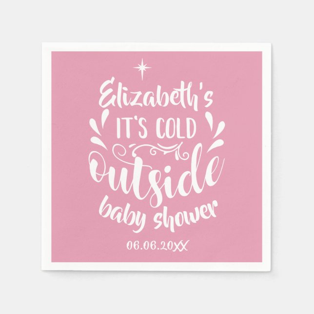 Pink Its Cold Outside Baby Shower/Sprinkle Napkin (Front)