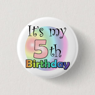 Pink It's my 5th Birthday 1 Inch Round Button
