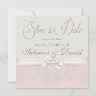 Pink & Ivory Butterflies and Lace Save the Date
