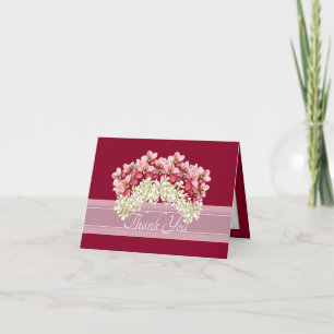 Pink Ivory Double Orchid Garland Elegant Thank You Card