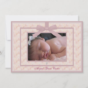 Pink Ivory Photo Christening Invitation