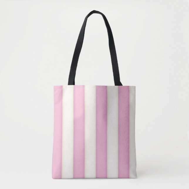Pink & Ivory Victorian Stripes Elegant Tote Bag (Front)