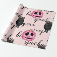 Pink Jack-O-Lantern and Black Cat