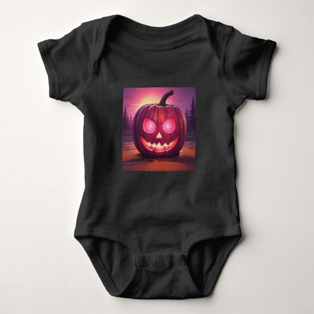 Pink Jack-o'-lantern  Baby Bodysuit (Front)