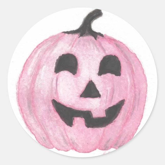Pink Jack-O-Lantern Classic Round Sticker (Front)
