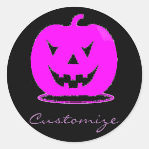 Pink Jack o'lantern Halloween Thunder_Cove Classic Round Sticker
