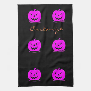 Pink Jack o'lantern Halloween Thunder_Cove Kitchen Towel