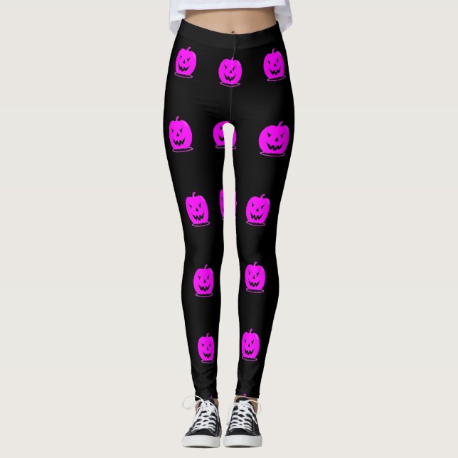 Pink Jack o'lantern Halloween Thunder_Cove Leggings (Front)