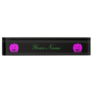 Pink Jack o'lantern Halloween Thunder_Cove Nameplate