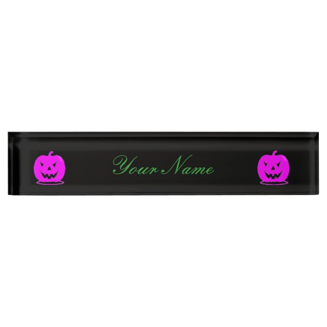 Pink Jack o'lantern Halloween Thunder_Cove Nameplate (Front)