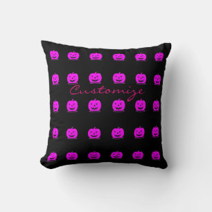 Pink Jack o'lantern Halloween Thunder_Cove Throw Pillow