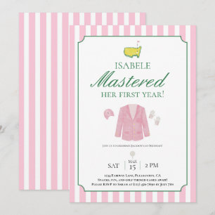 Pink Jacket Golf First Birthday Invitation