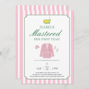 Pink Jacket Golf First Birthday Invitation