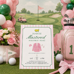 Pink Jacket Golf First Birthday Invitation